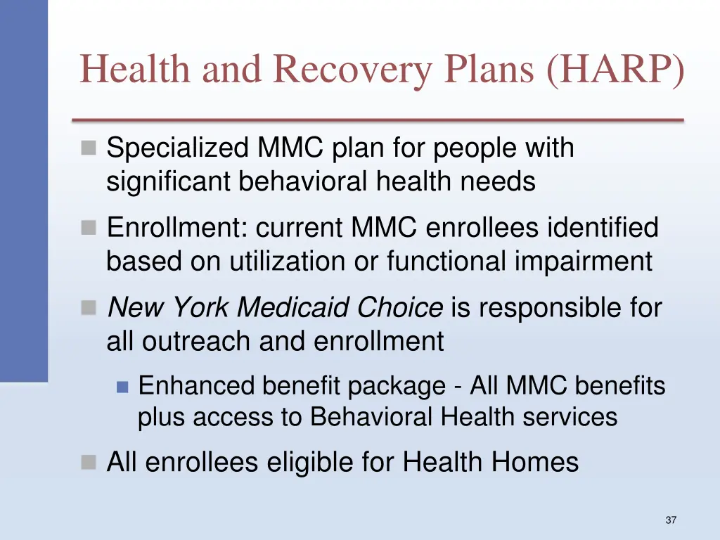 health and recovery plans harp