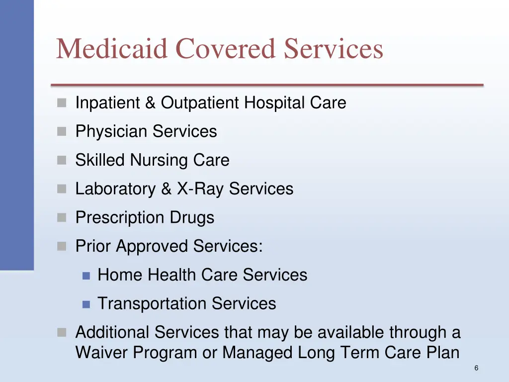 medicaid covered services