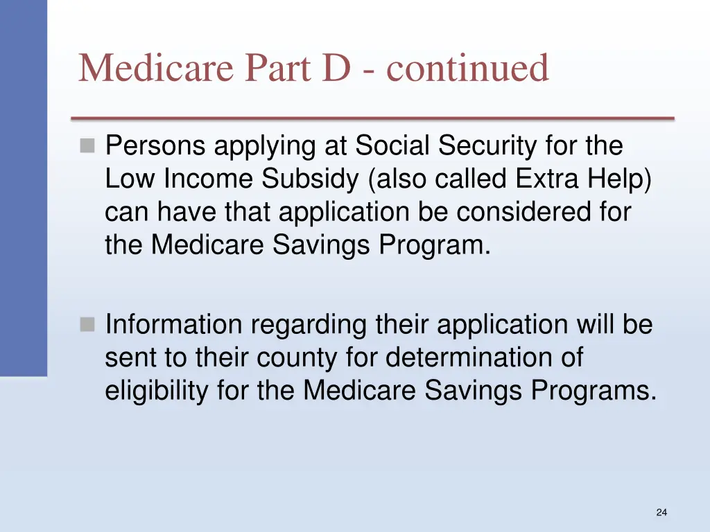 medicare part d continued