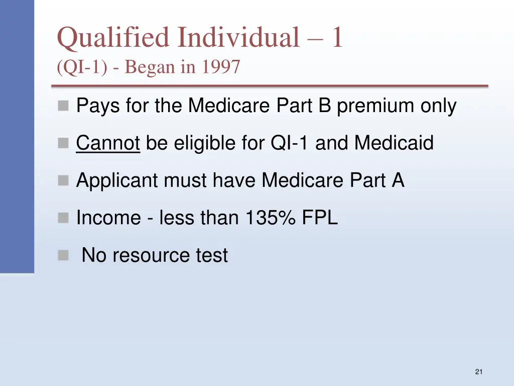 qualified individual 1 qi 1 began in 1997