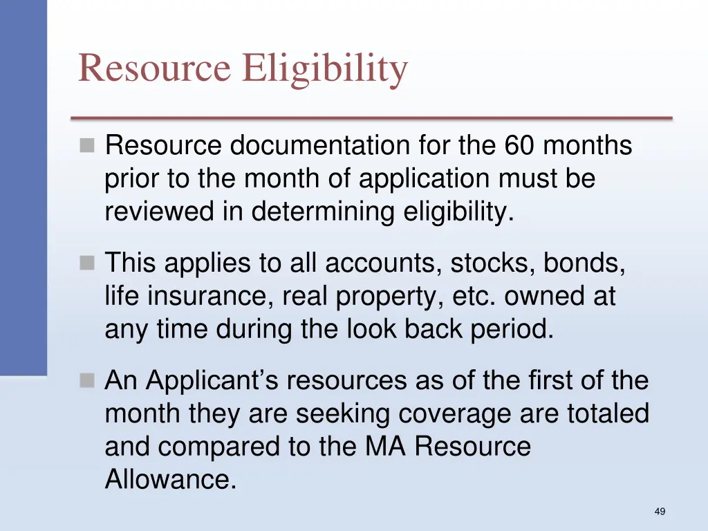 resource eligibility