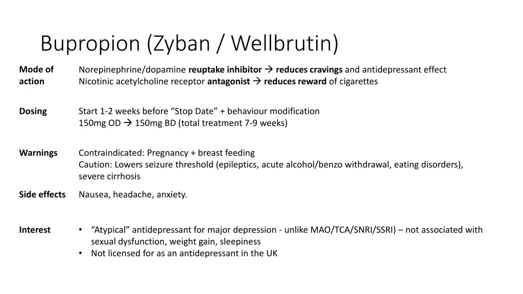 bupropion zyban wellbrutin