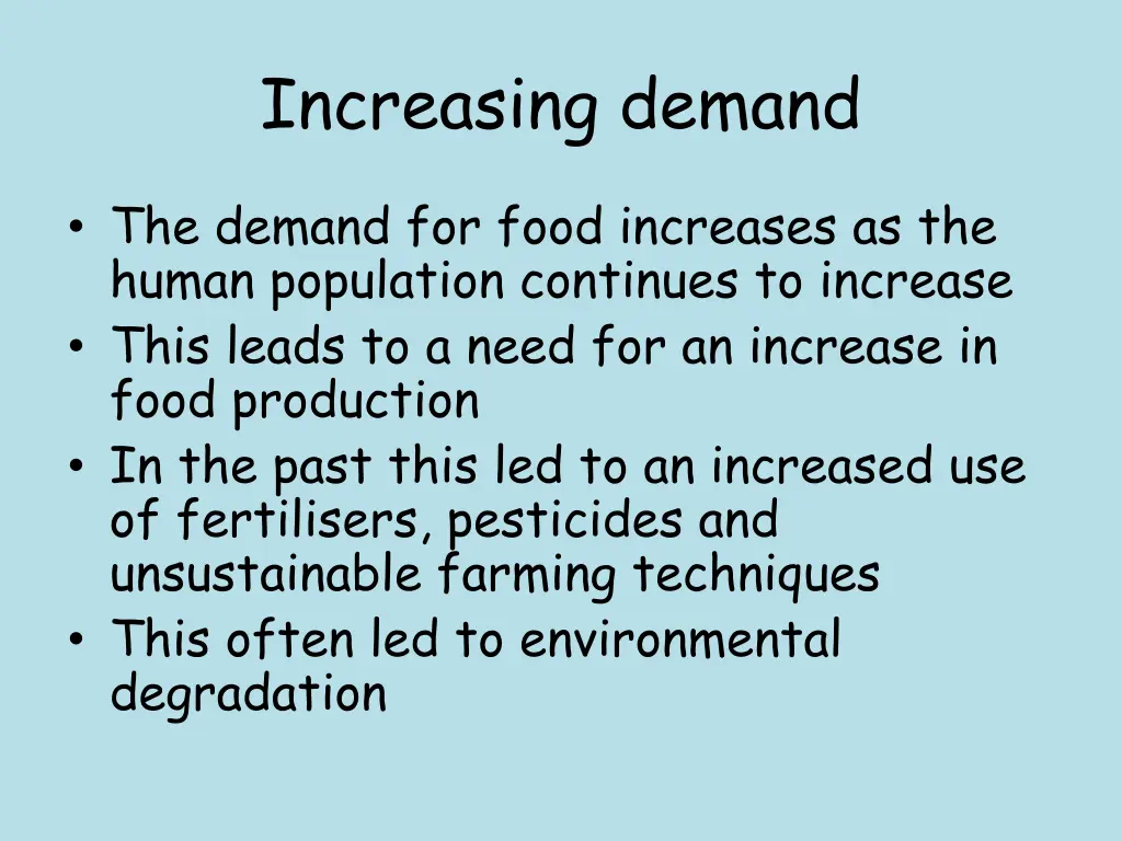 increasing demand