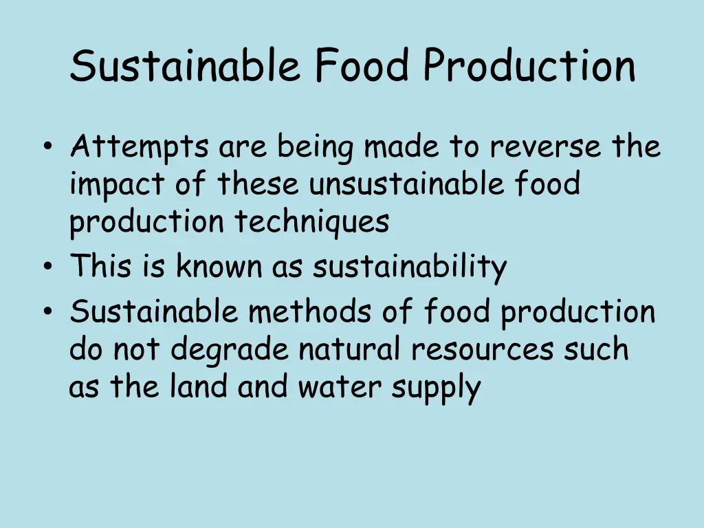 sustainable food production