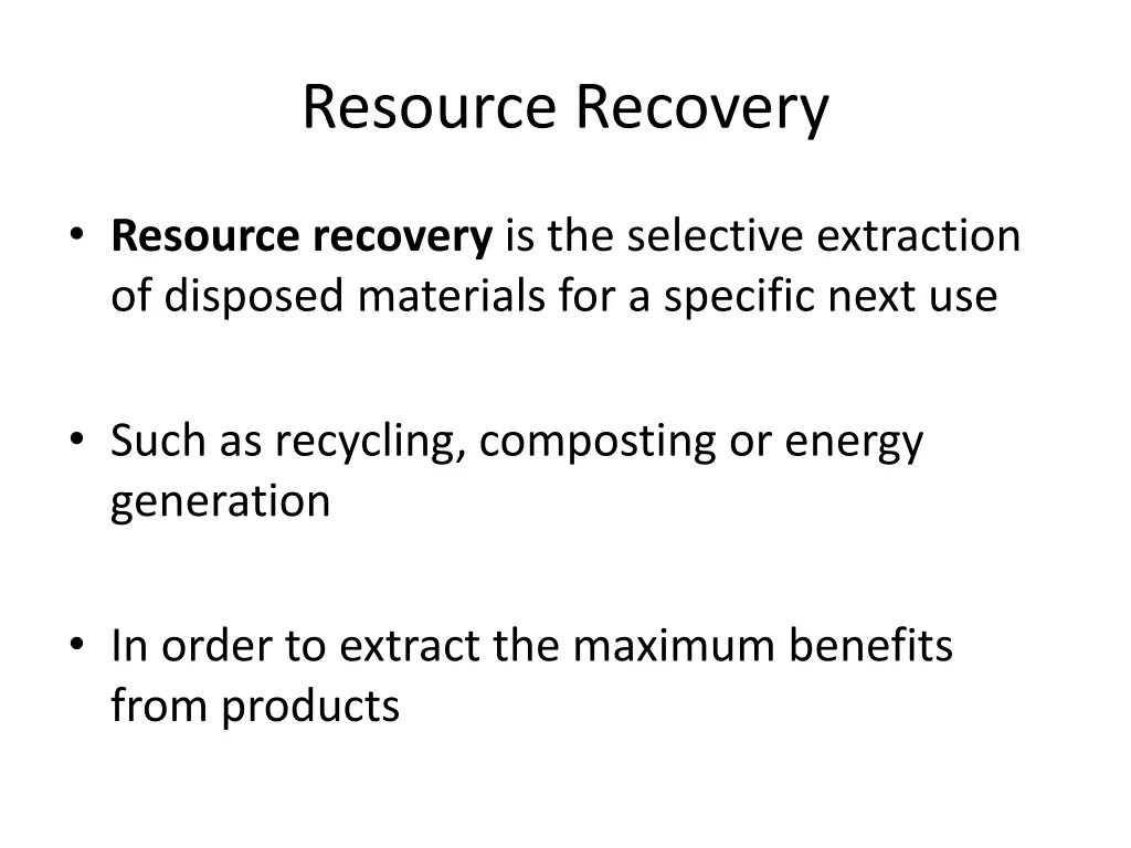 resource recovery