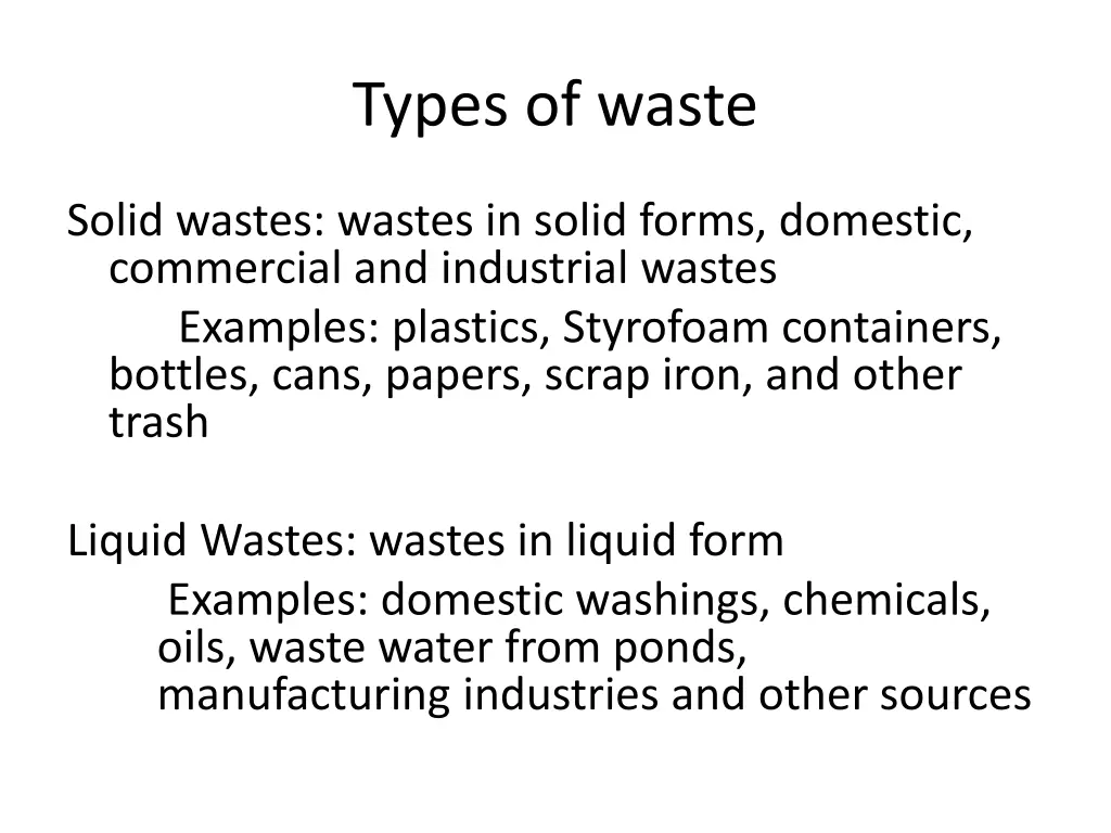 types of waste