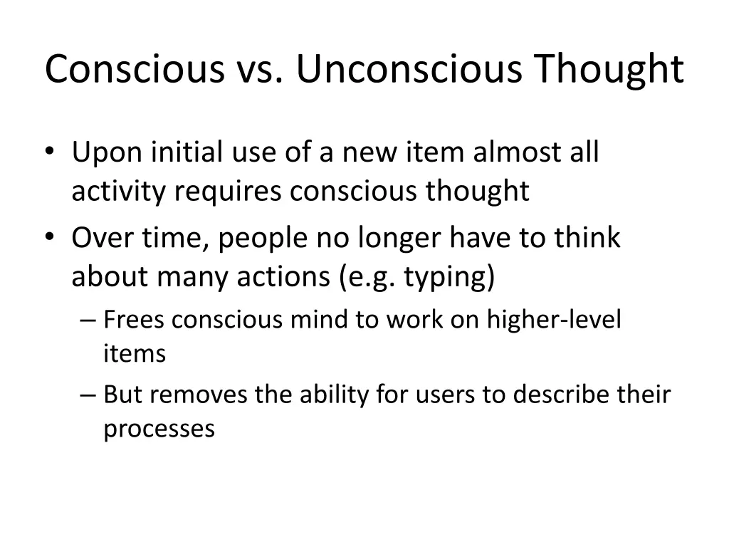 conscious vs unconscious thought