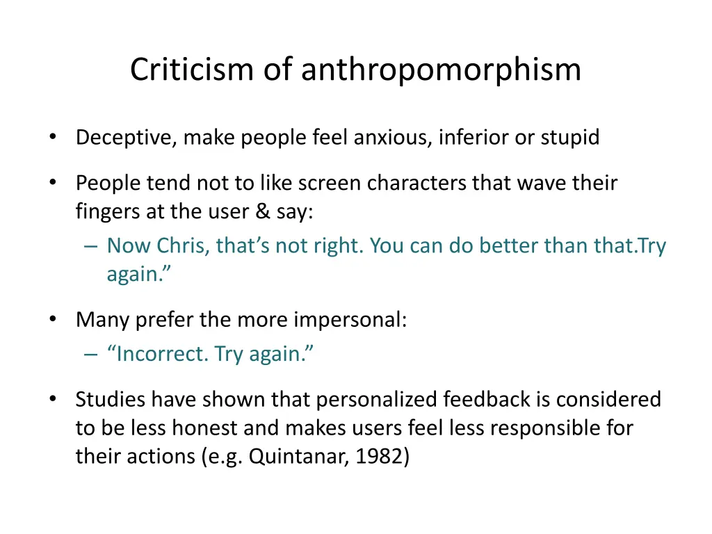 criticism of anthropomorphism