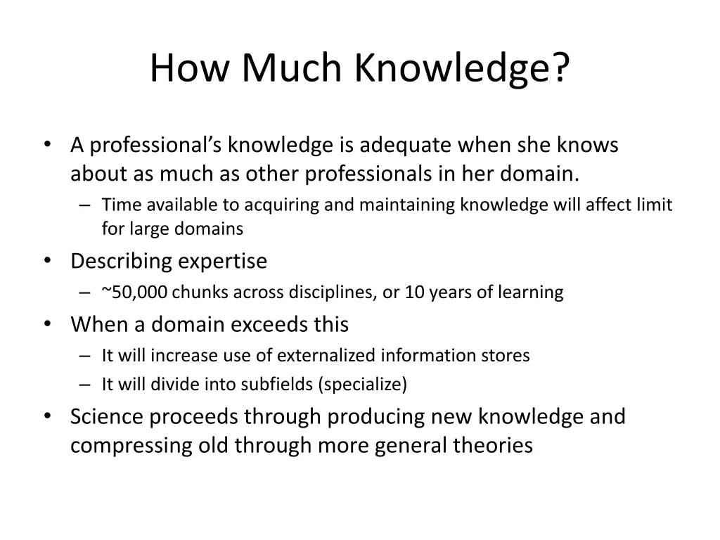 how much knowledge