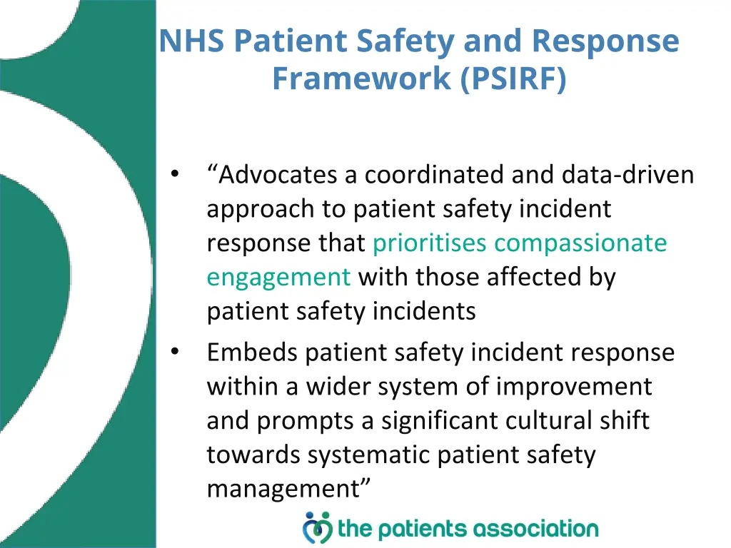 nhs patient safety and response framework psirf