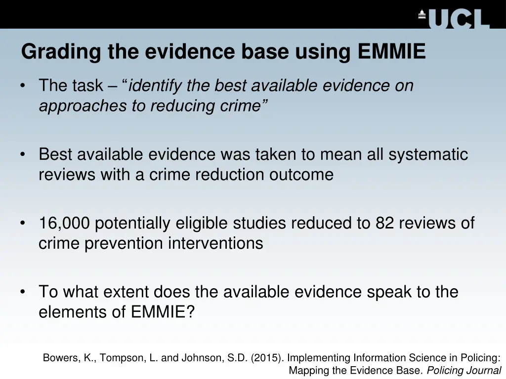 grading the evidence base using emmie