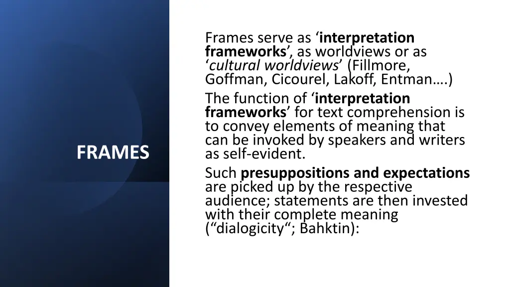 frames serve as interpretation frameworks