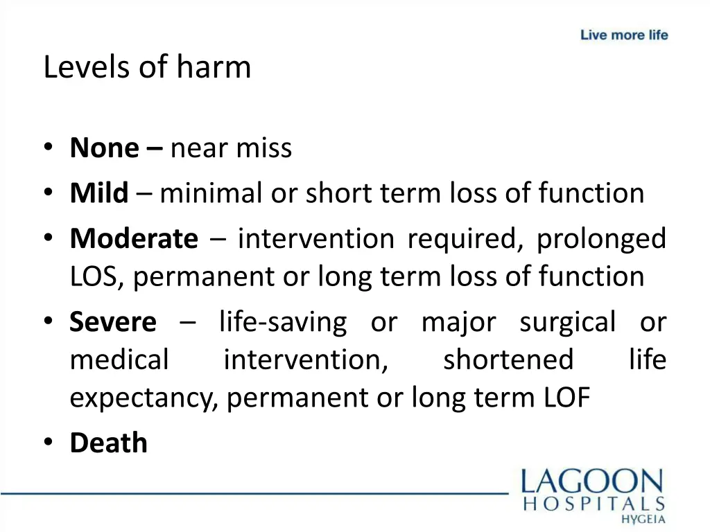 levels of harm