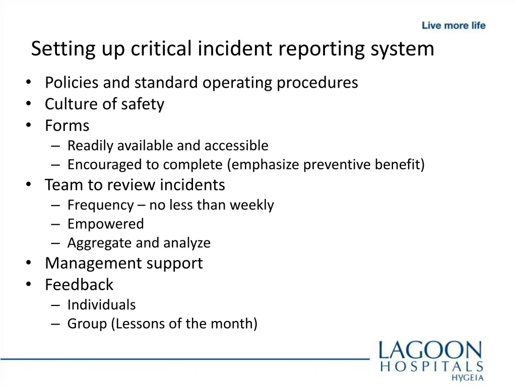 setting up critical incident reporting system