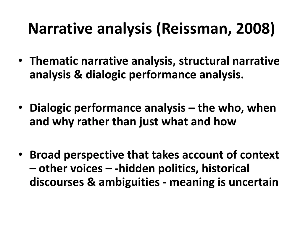 narrative analysis reissman 2008