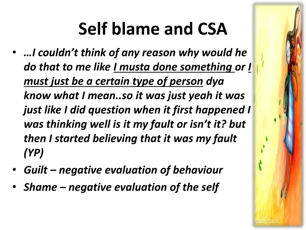 self blame and csa