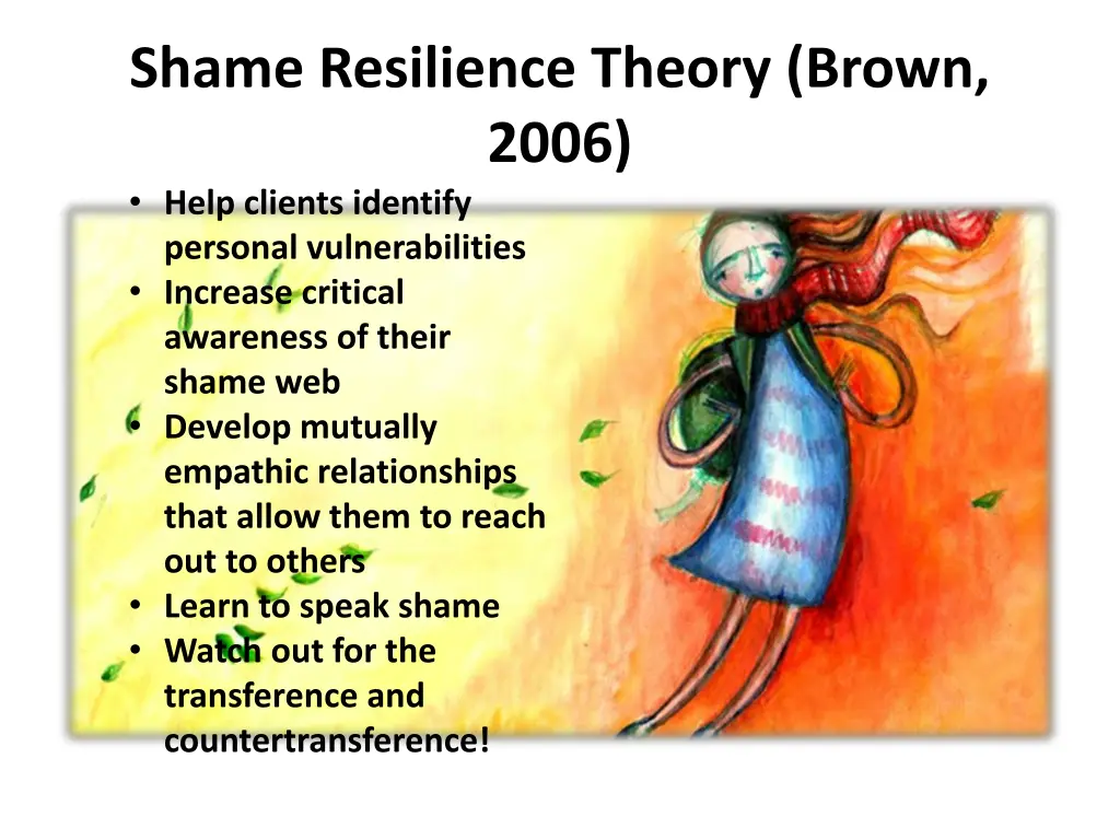 shame resilience theory brown 2006 help clients