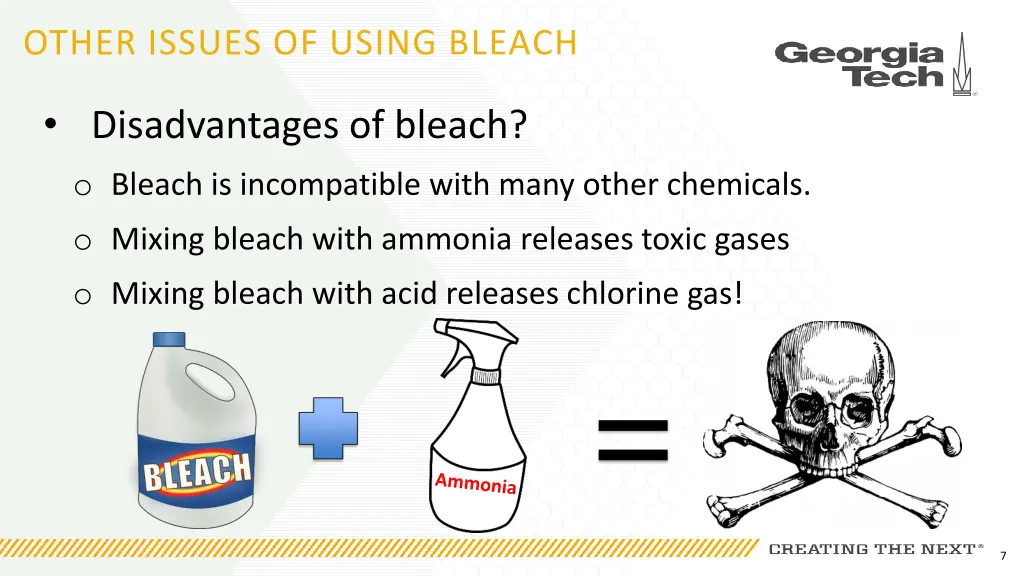 other issues of using bleach