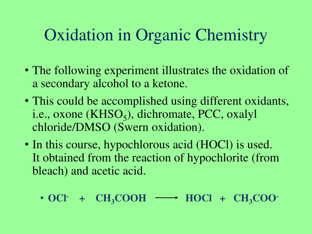 oxidation in organic chemistry