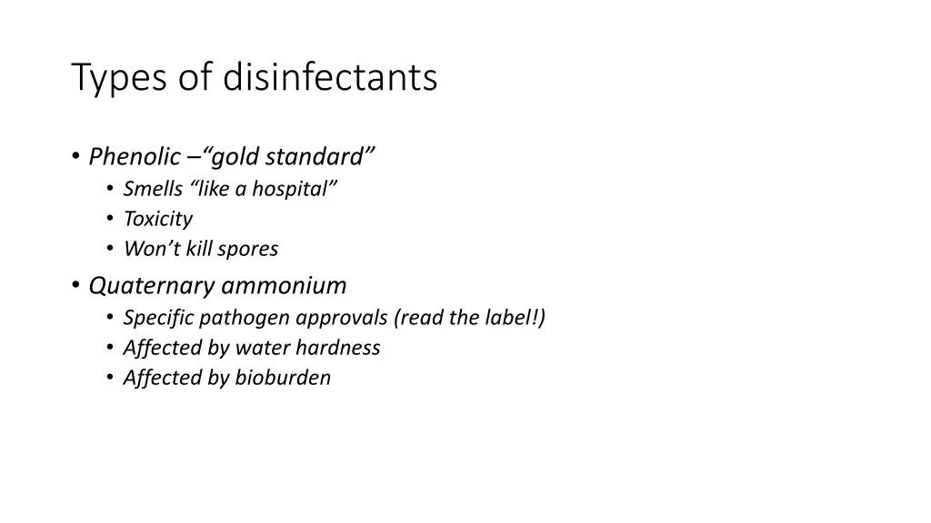 types of disinfectants