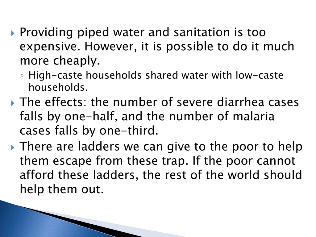 providing piped water and sanitation