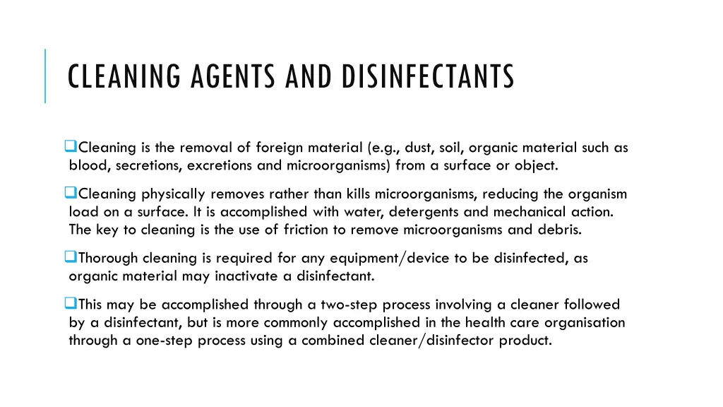 cleaning agents and disinfectants