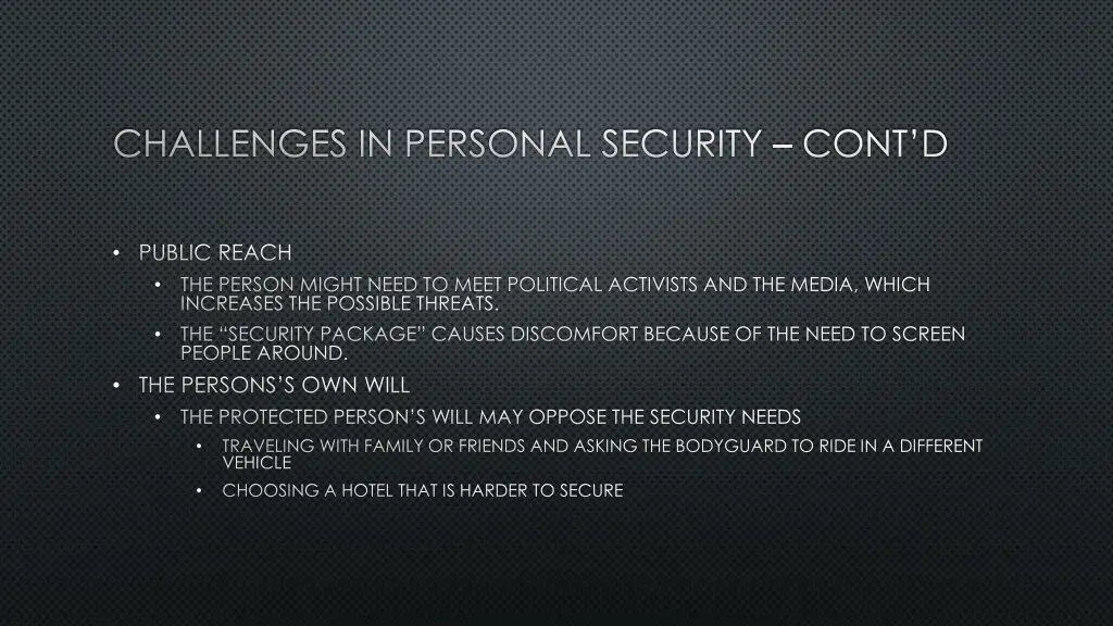 challenges in personal security cont d