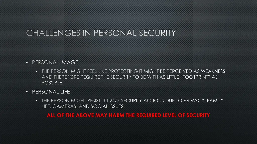 challenges in personal security