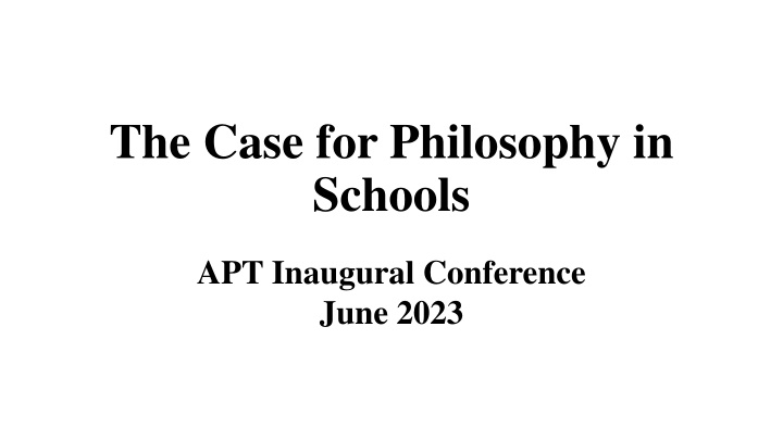 the case for philosophy in schools