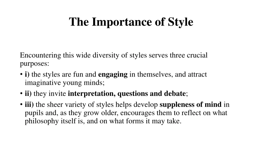 the importance of style