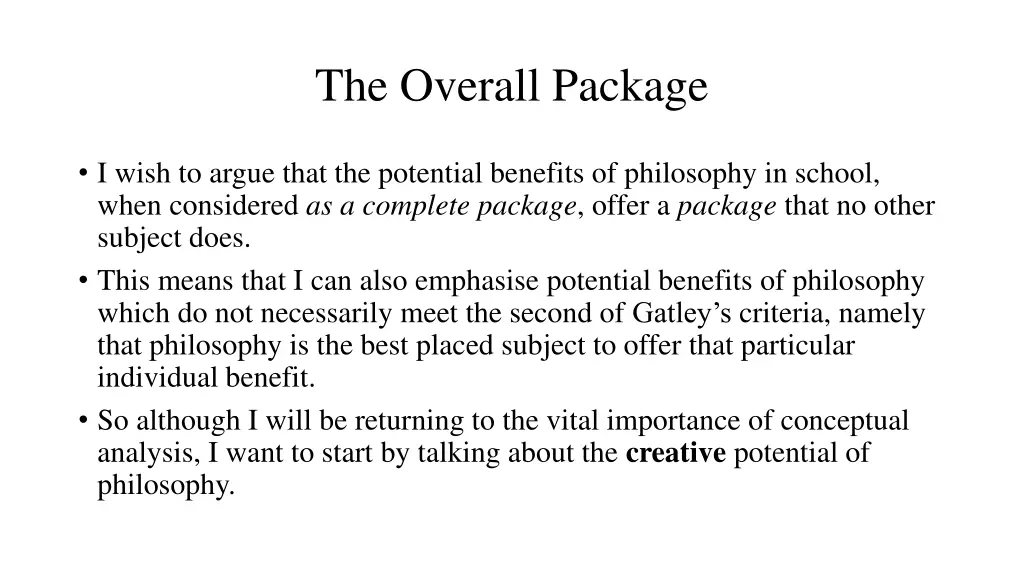 the overall package 2