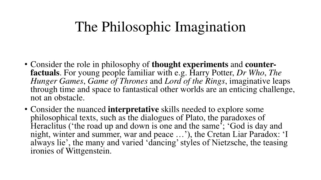 the philosophic imagination