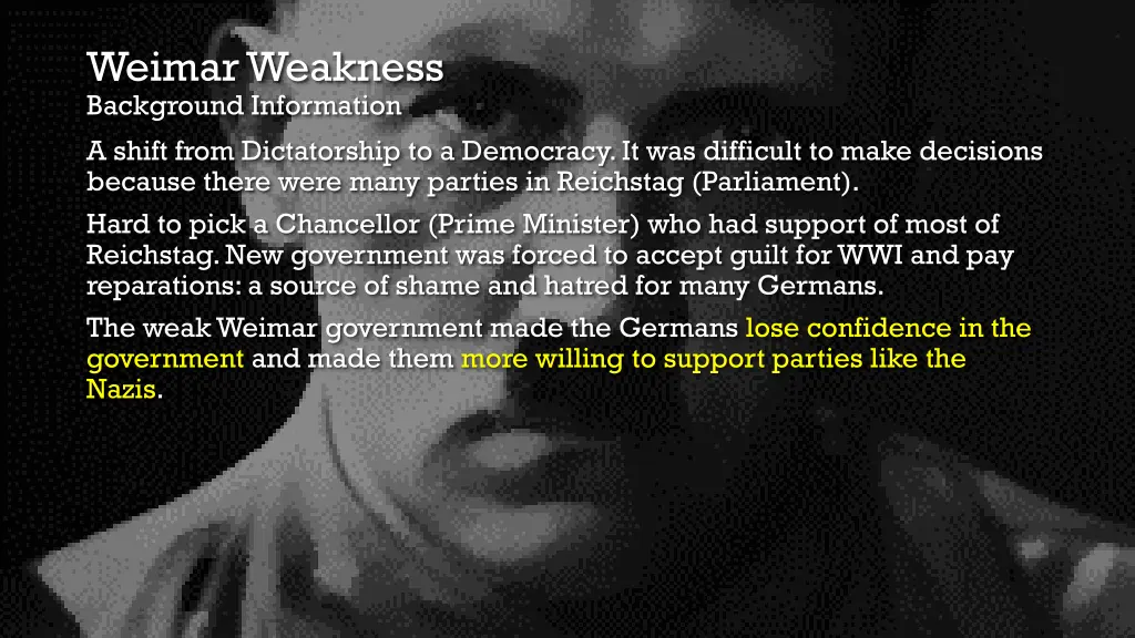 weimar weakness background information a shift