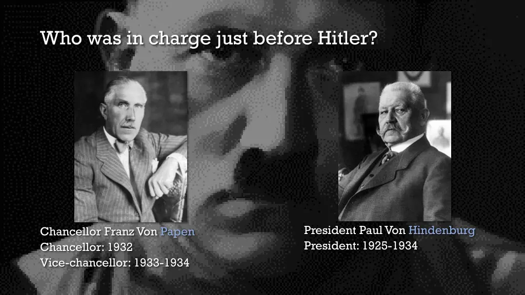 who was in charge just before hitler