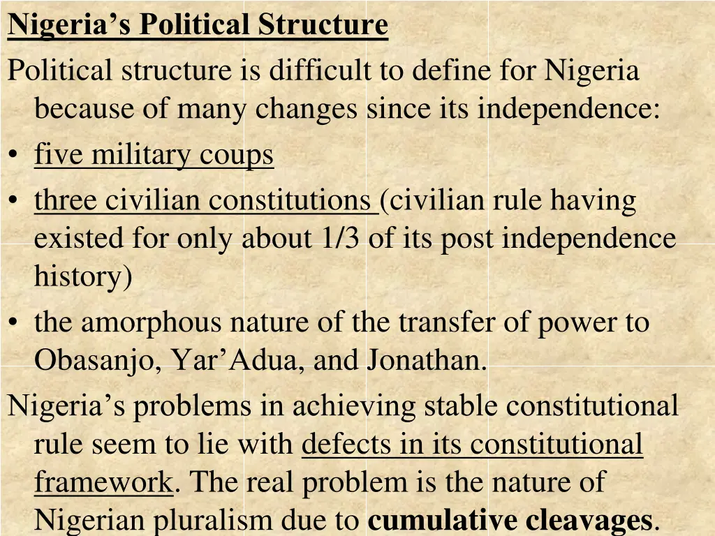 nigeria s political structure political structure