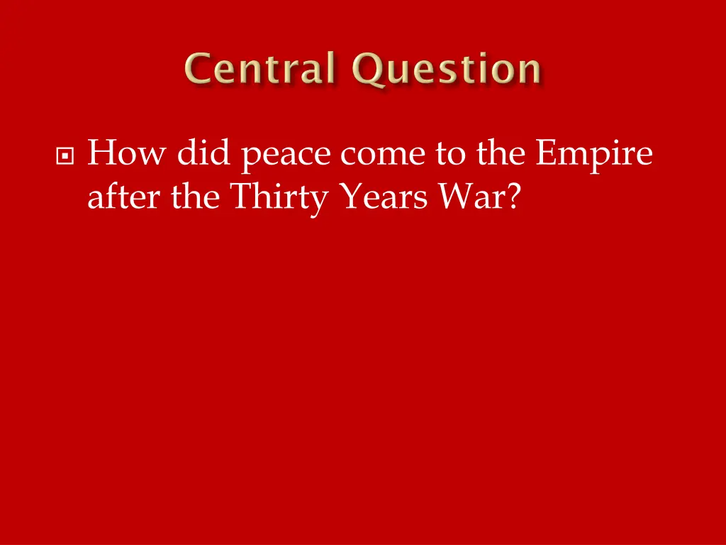 how did peace come to the empire after the thirty