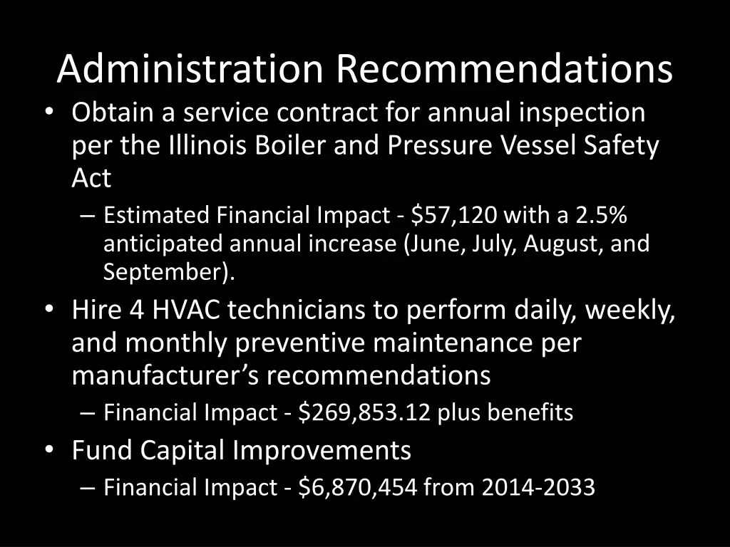 administration recommendations obtain a service