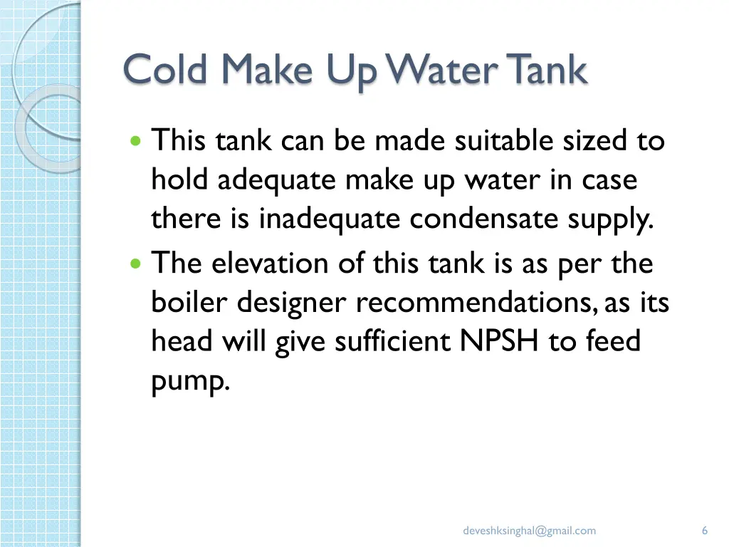 cold make up water tank