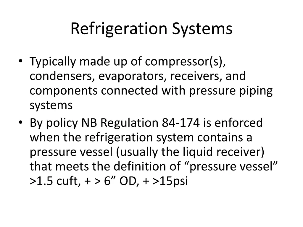 refrigeration systems