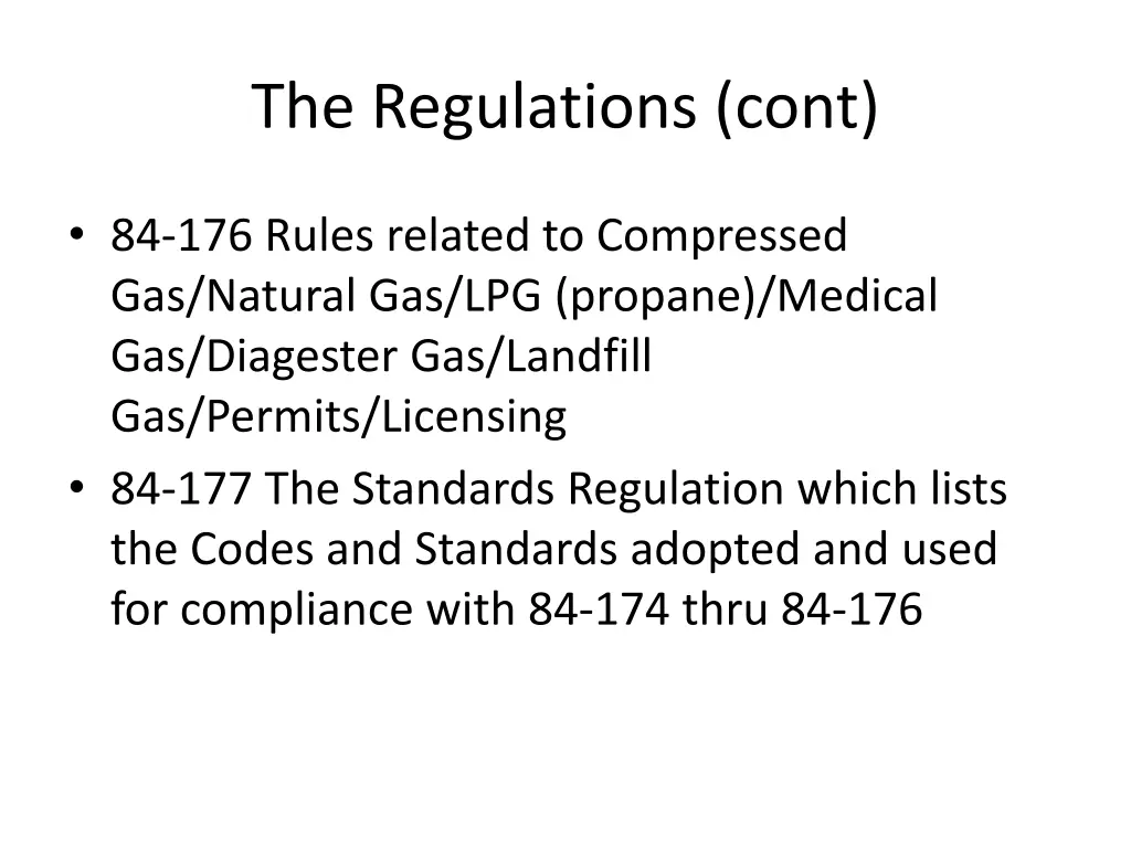 the regulations cont