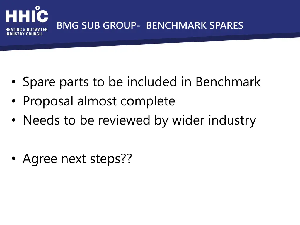 bmg sub group benchmark spares