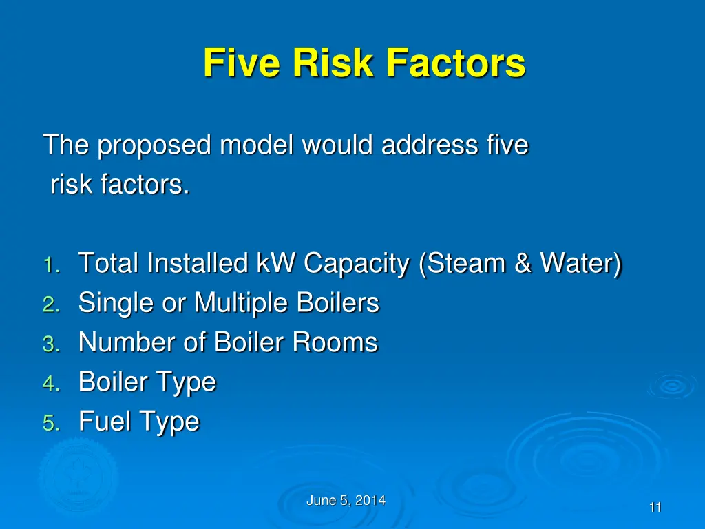 five risk factors