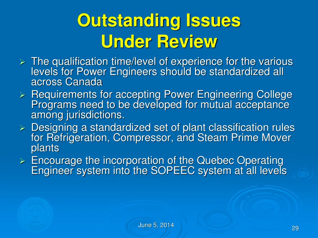 outstanding issues under review the qualification