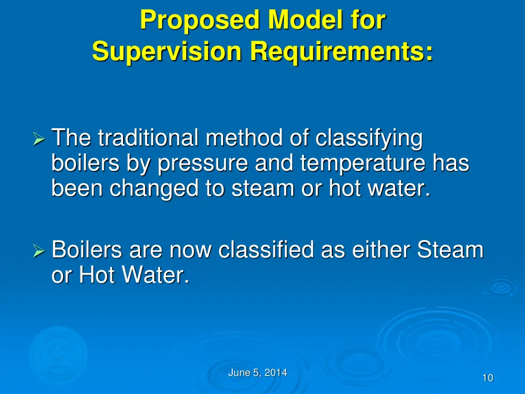 proposed model for supervision requirements