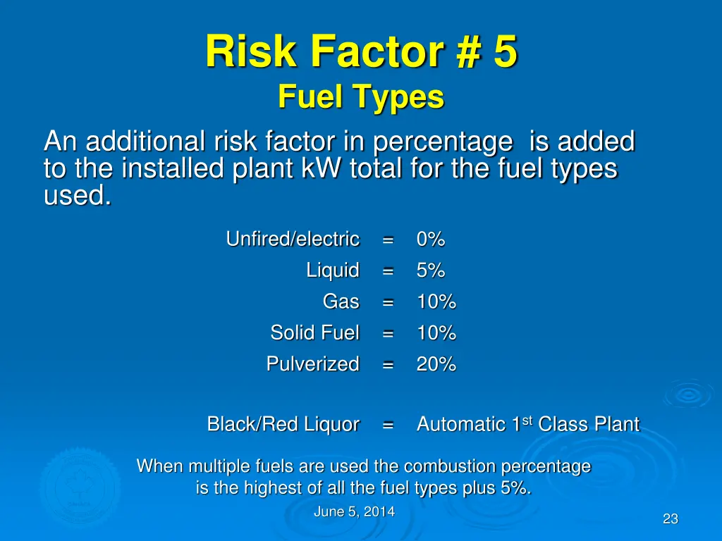 risk factor 5 fuel types