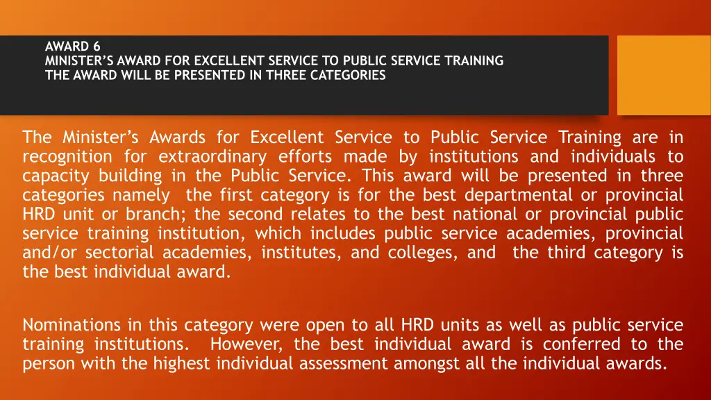 award 6 minister s award for excellent service