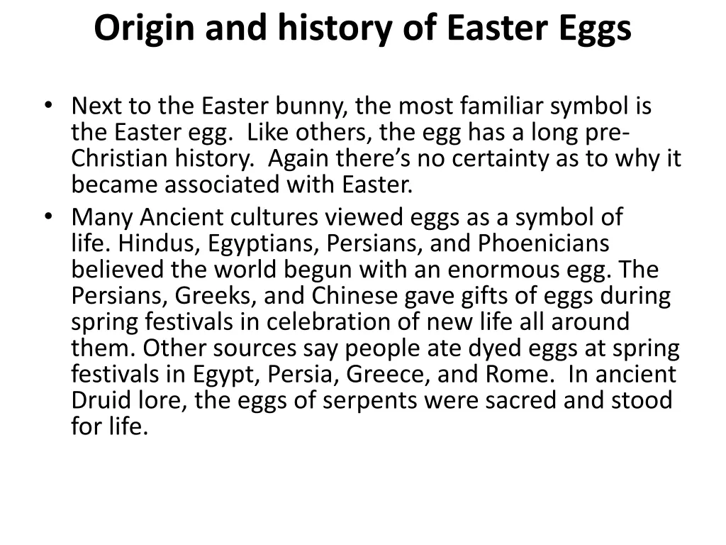 origin and history of easter eggs