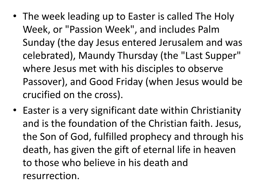 the week leading up to easter is called the holy