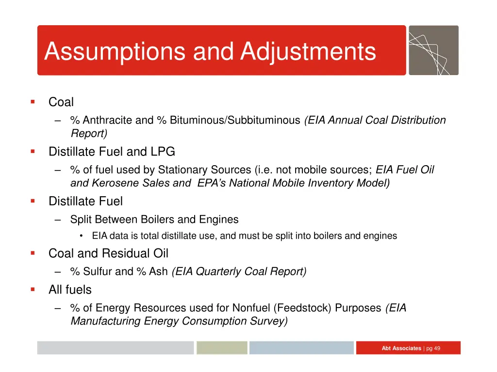 assumptions and adjustments