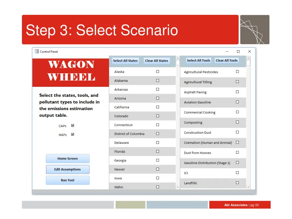 step 3 select scenario